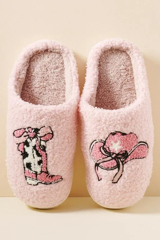 Cowgirl Girlie Pink House Slippers