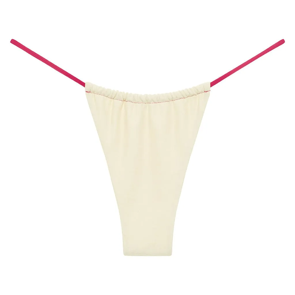 Cream Raspberry Binded Brasil Bikini Bottom