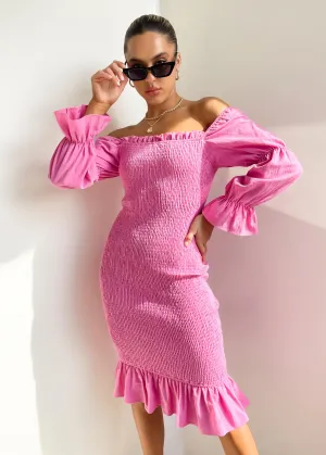 Dare To Dream Midi Dress - Hot Pink