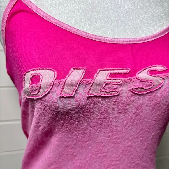 Diesel Vintage Stretchy  Bright Pink Lace Top Size M