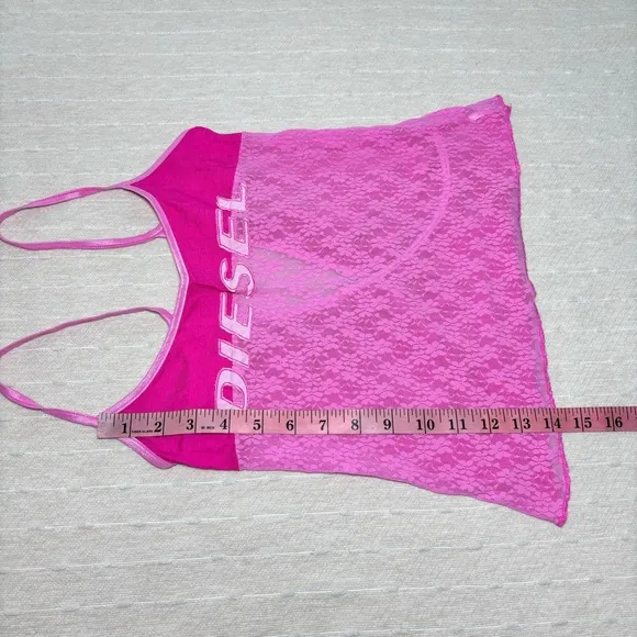 Diesel Vintage Stretchy  Bright Pink Lace Top Size M