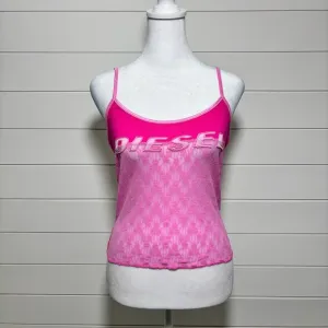 Diesel Vintage Stretchy  Bright Pink Lace Top Size M