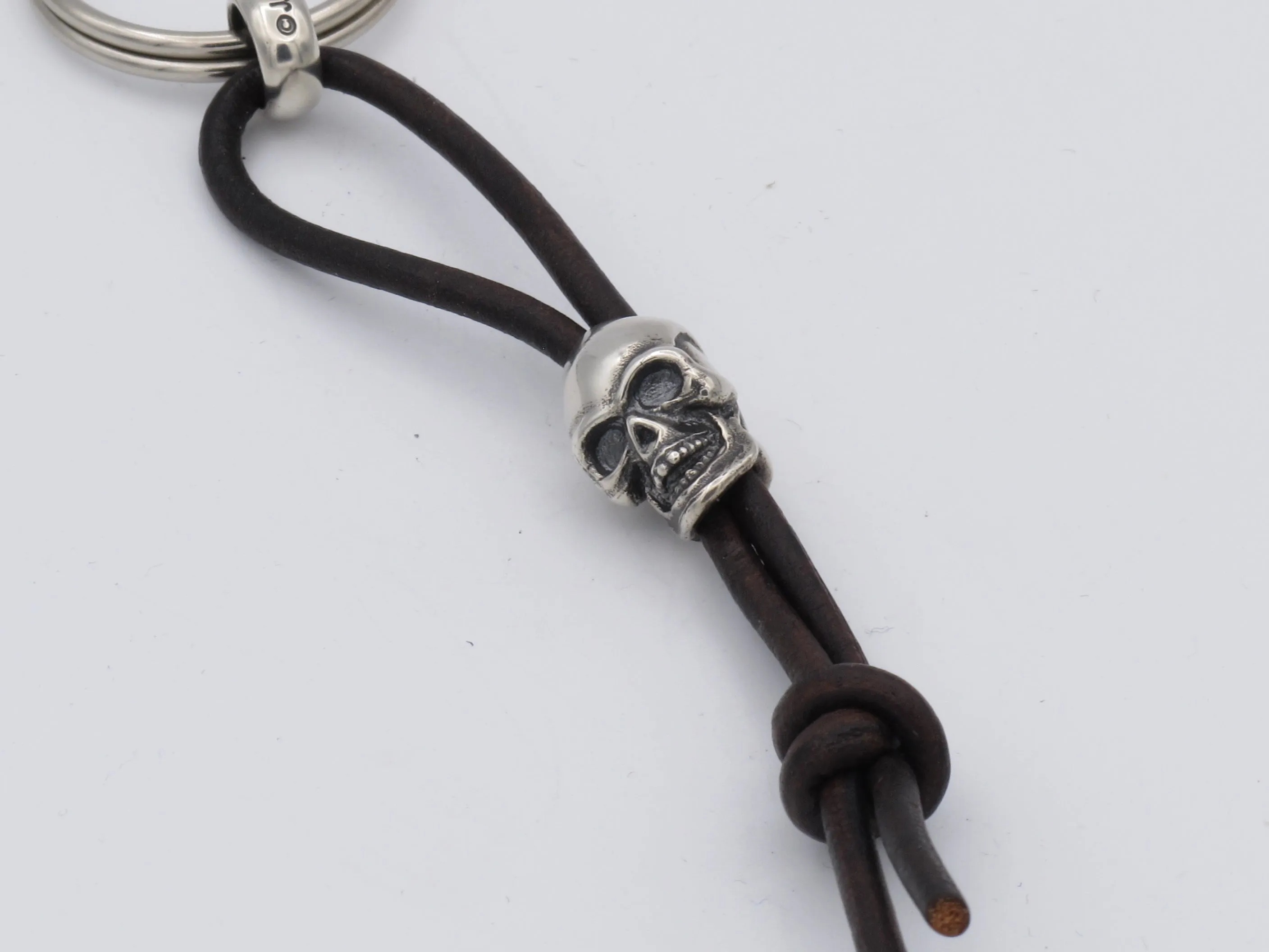 #DK-13 Small Skull Key Ring on Leather Cord
