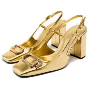 Elegant Women Sling Back Shoes Modern Office Heels