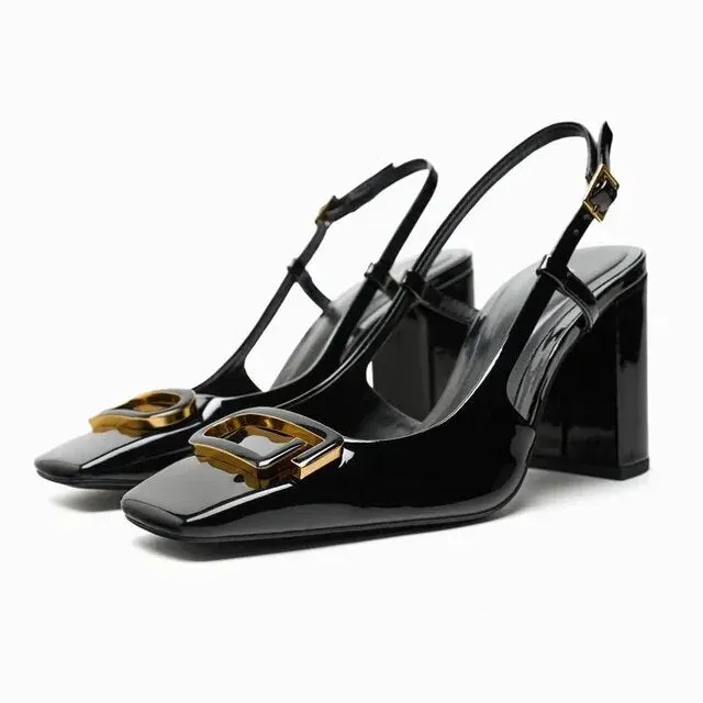 Elegant Women Sling Back Shoes Modern Office Heels