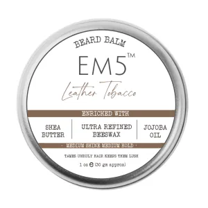 EM5™ Natural Organic Beard Balm | EM5's Natural Organic Beard Balm | Medium Hold - Shine | BeesWax, Shea Butter, Jojoba Oil, Essential Oils (Leather Tobacco)