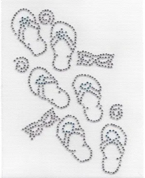 flip flops Iron On Hot Fix Rhinestone Transfer -- clear and Lt. blue