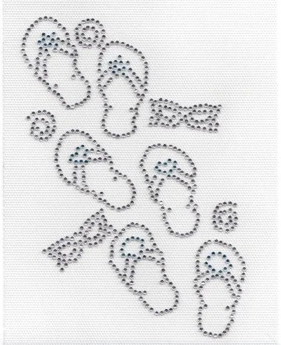 flip flops Iron On Hot Fix Rhinestone Transfer -- clear and Lt. blue