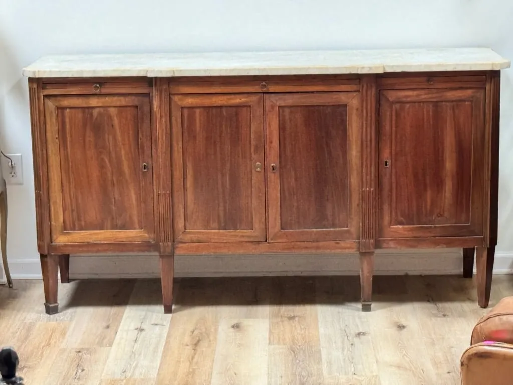 French Directoire Period Mahogany and Marble Sideboard Enfilade