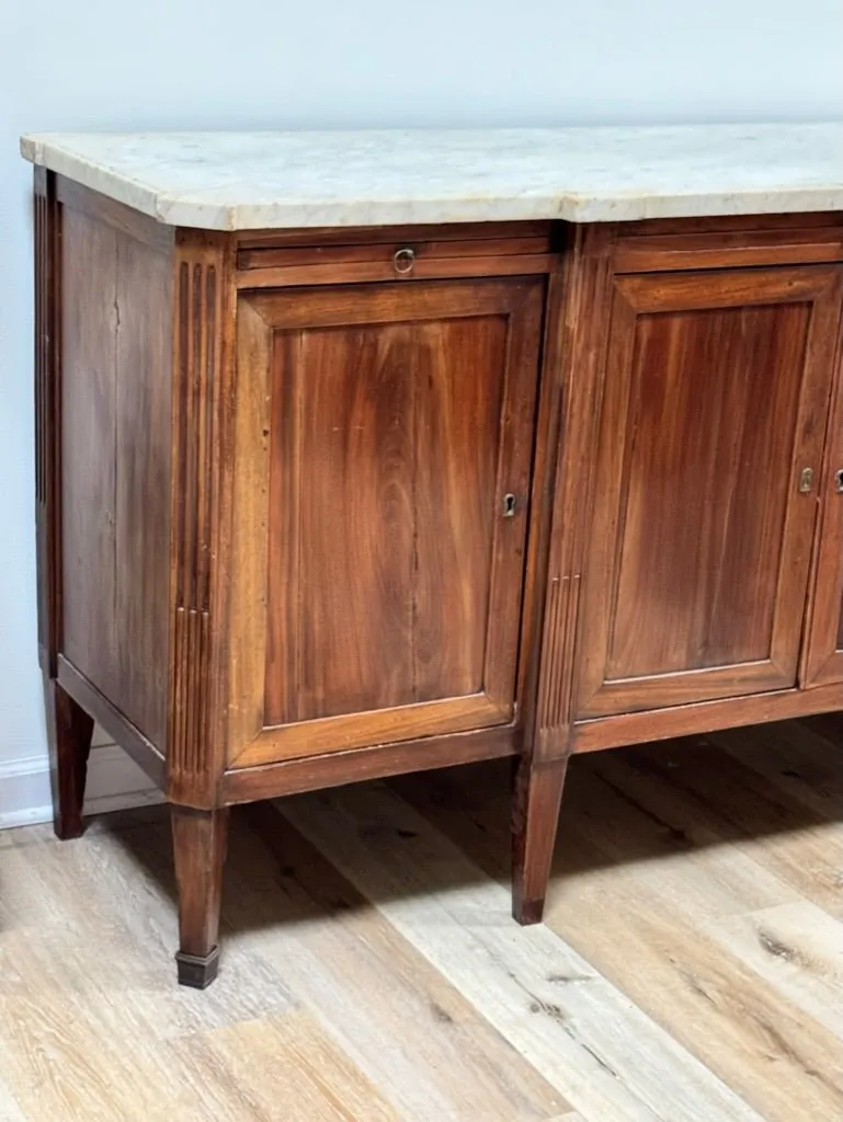 French Directoire Period Mahogany and Marble Sideboard Enfilade