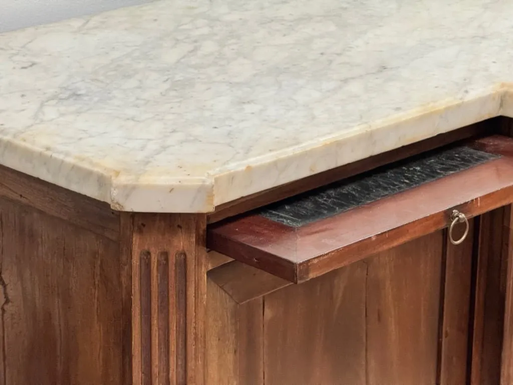 French Directoire Period Mahogany and Marble Sideboard Enfilade