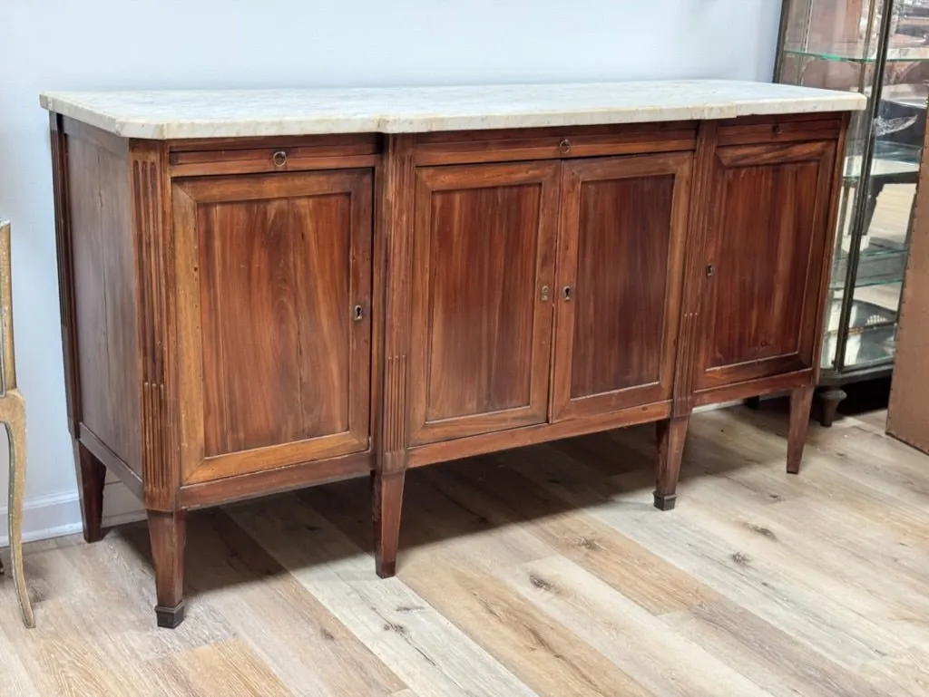 French Directoire Period Mahogany and Marble Sideboard Enfilade
