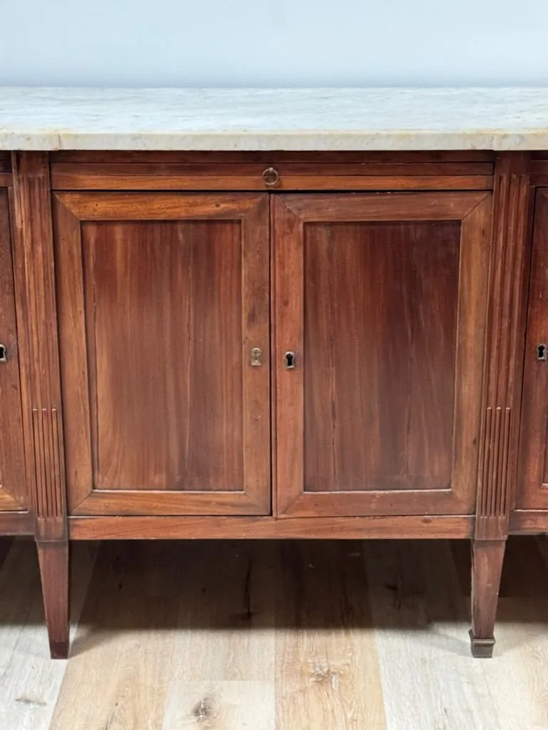 French Directoire Period Mahogany and Marble Sideboard Enfilade