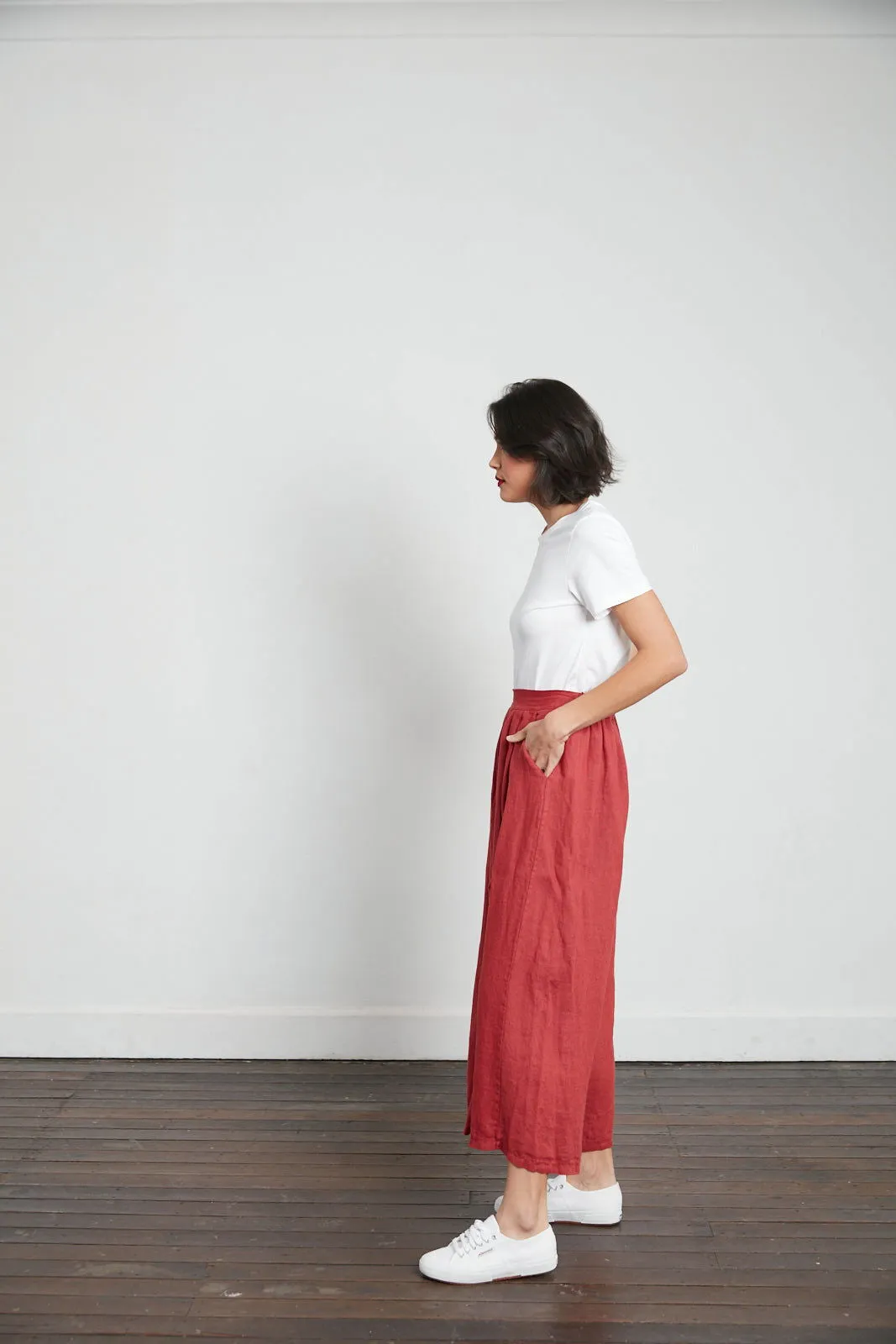 Full Length Wide Leg Linen Pants