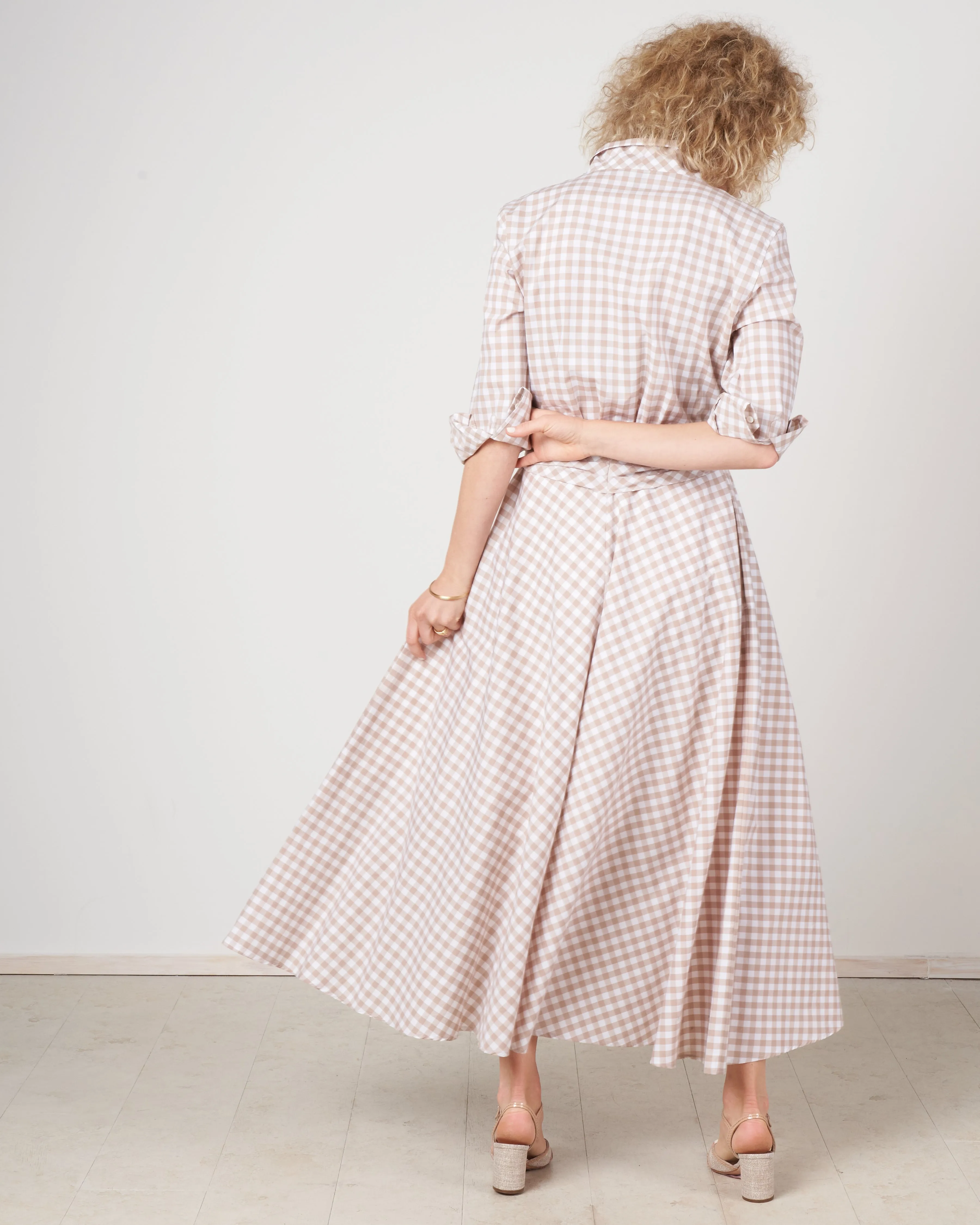 gelsa dress - beige & white small check