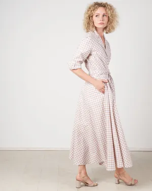 gelsa dress - beige & white small check