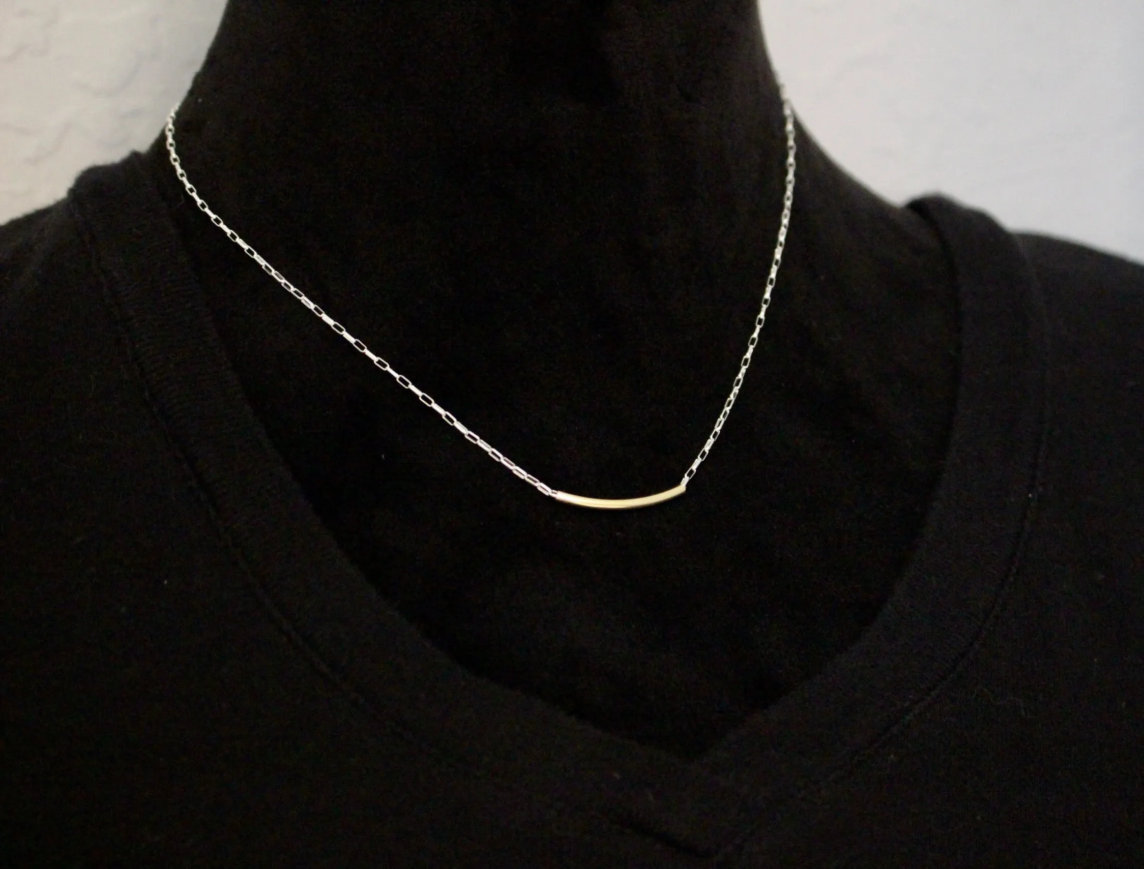 Gold and silver tube necklace