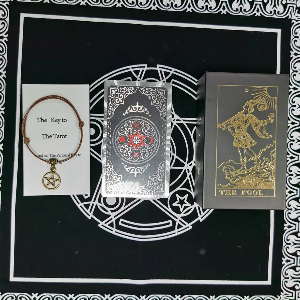Golden Foil Tarot Black Flip Table Game Divination Mysterious Tarot Card