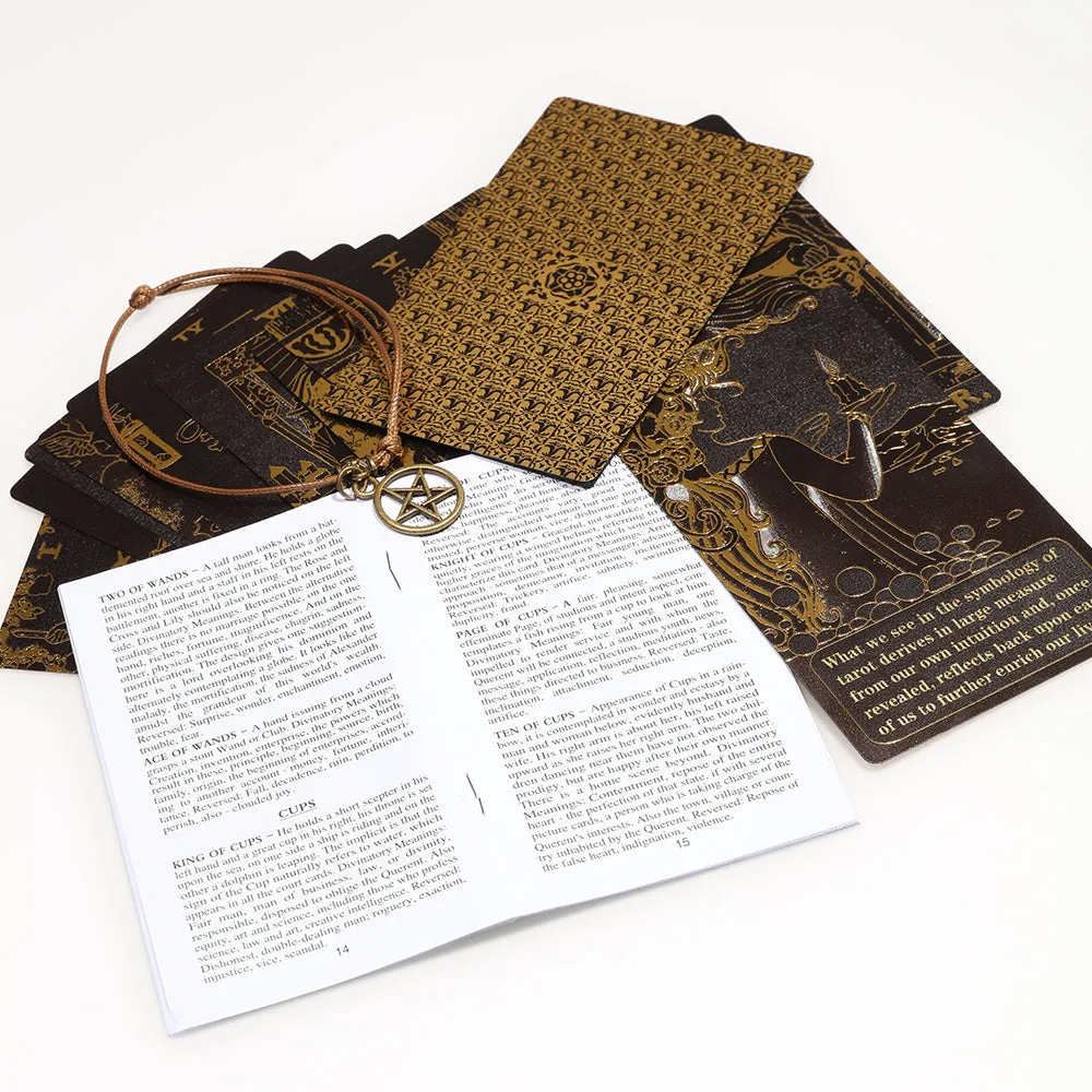 Golden Foil Tarot Black Flip Table Game Divination Mysterious Tarot Card
