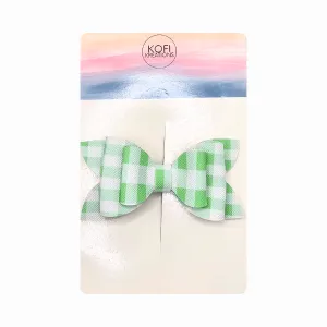 Green Plaid Hair Bow