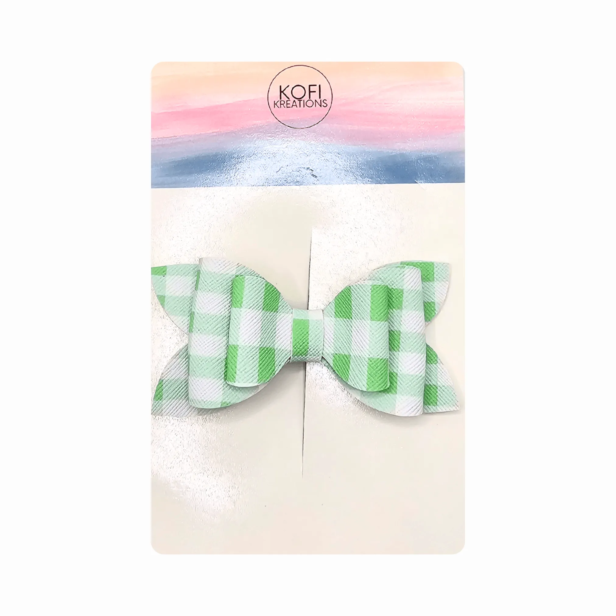 Green Plaid Hair Bow