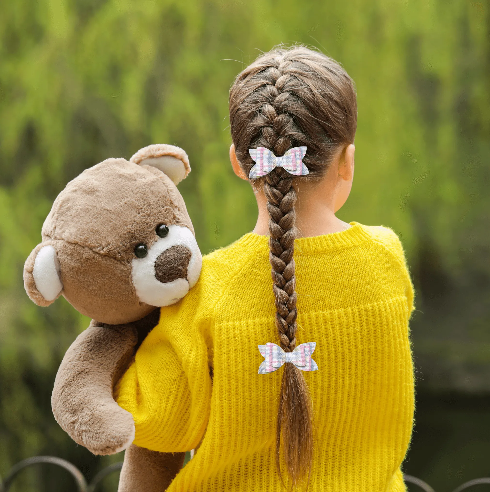 Green Plaid Hair Bow