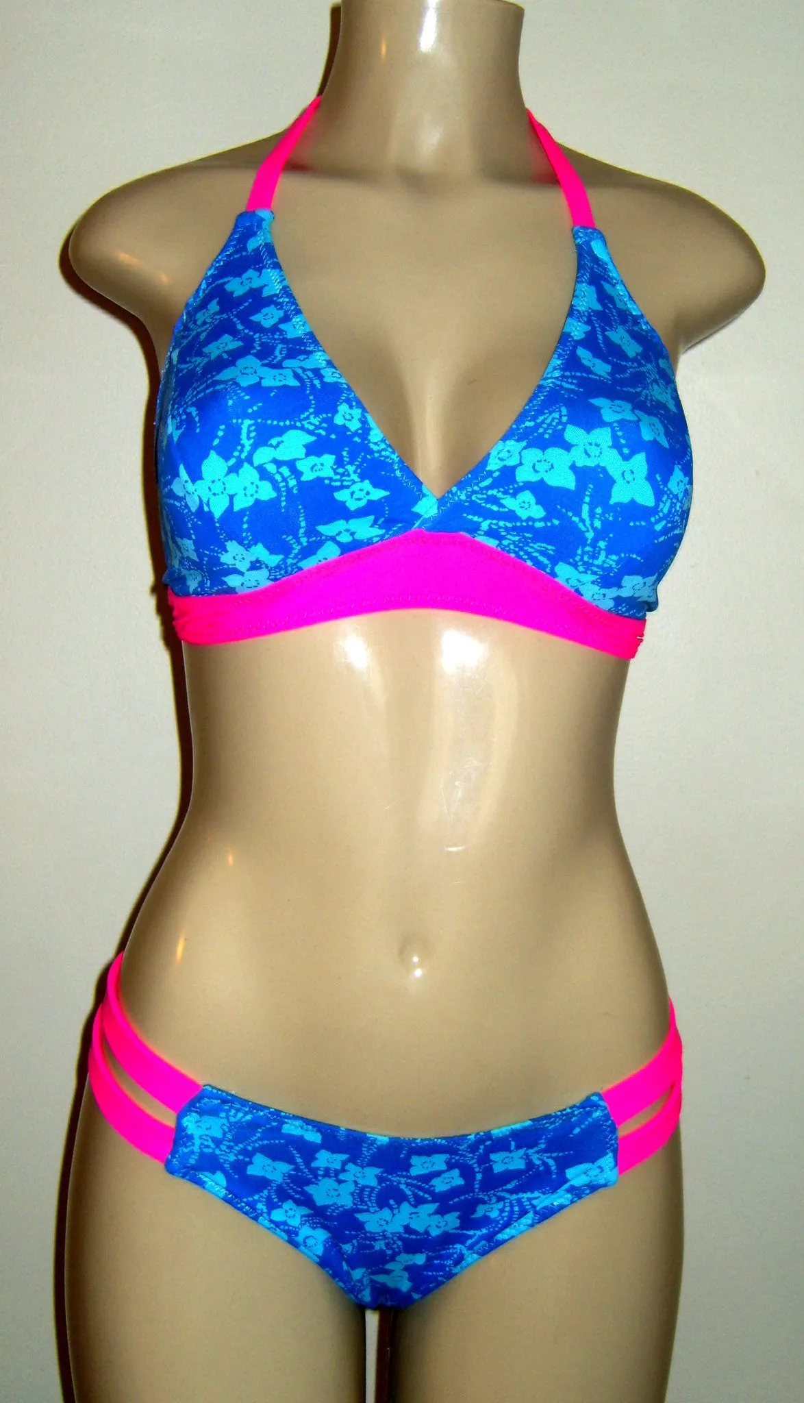 Halter Shaper Swimwear Top  / Strappy Bikini Bottom
