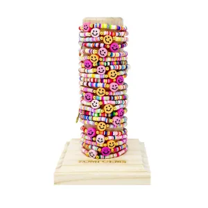 Happy Face Stretchy Rainbow Disk Bracelet Assorted