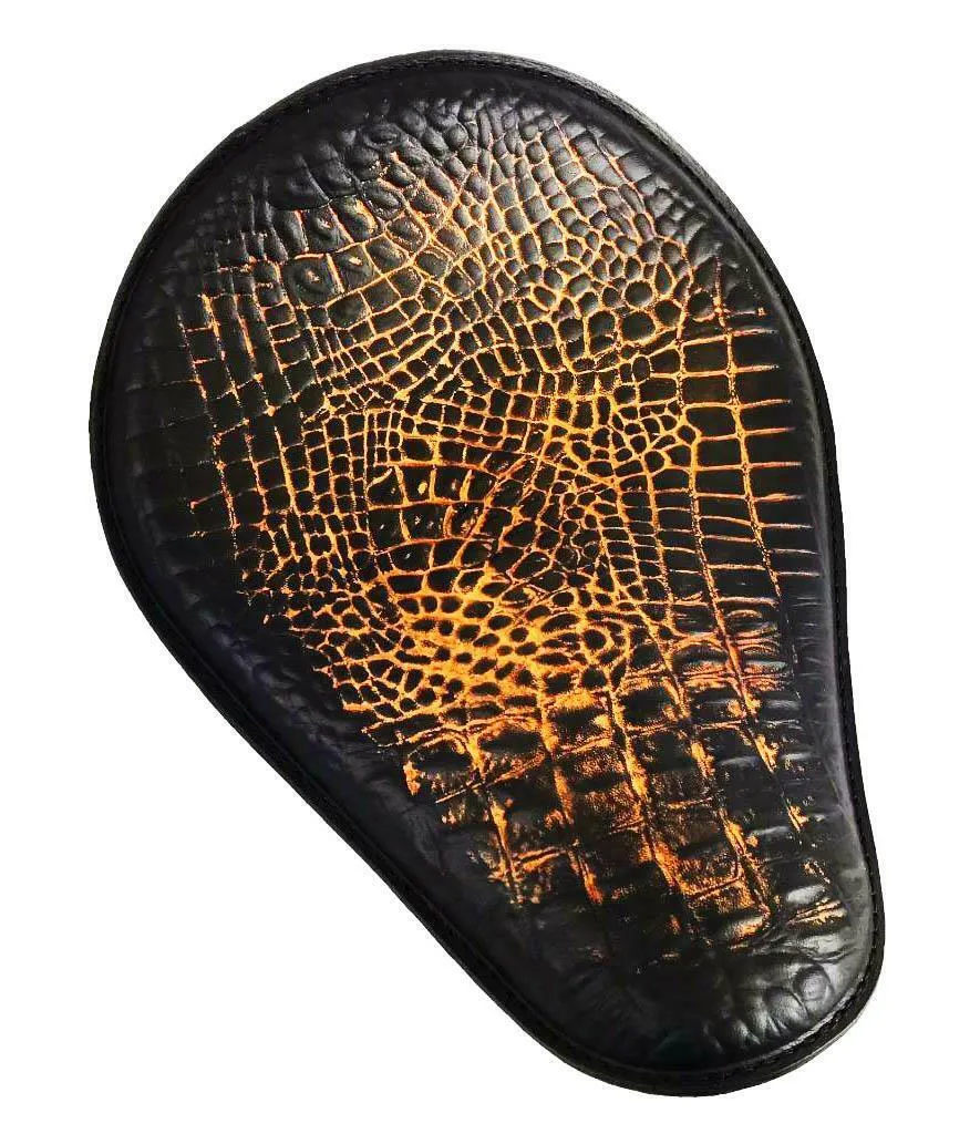 Harley Sportster Chopper Bobber Spring Seat Ant Brn Random Alligator Leather USA