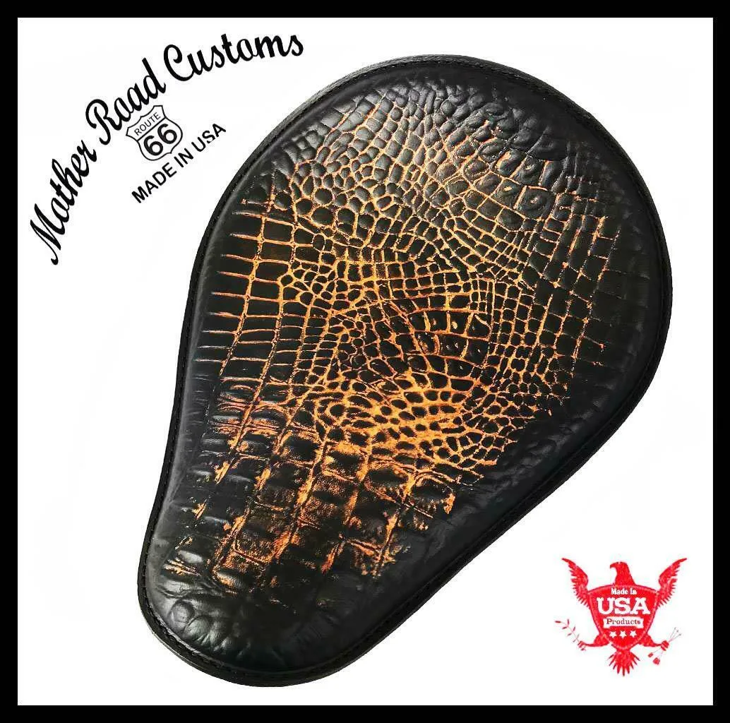 Harley Sportster Chopper Bobber Spring Seat Ant Brn Random Alligator Leather USA