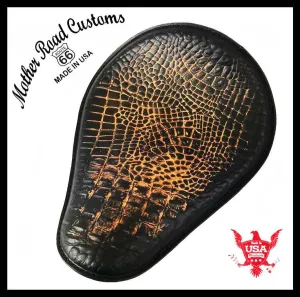 Harley Sportster Chopper Bobber Spring Seat Ant Brn Random Alligator Leather USA