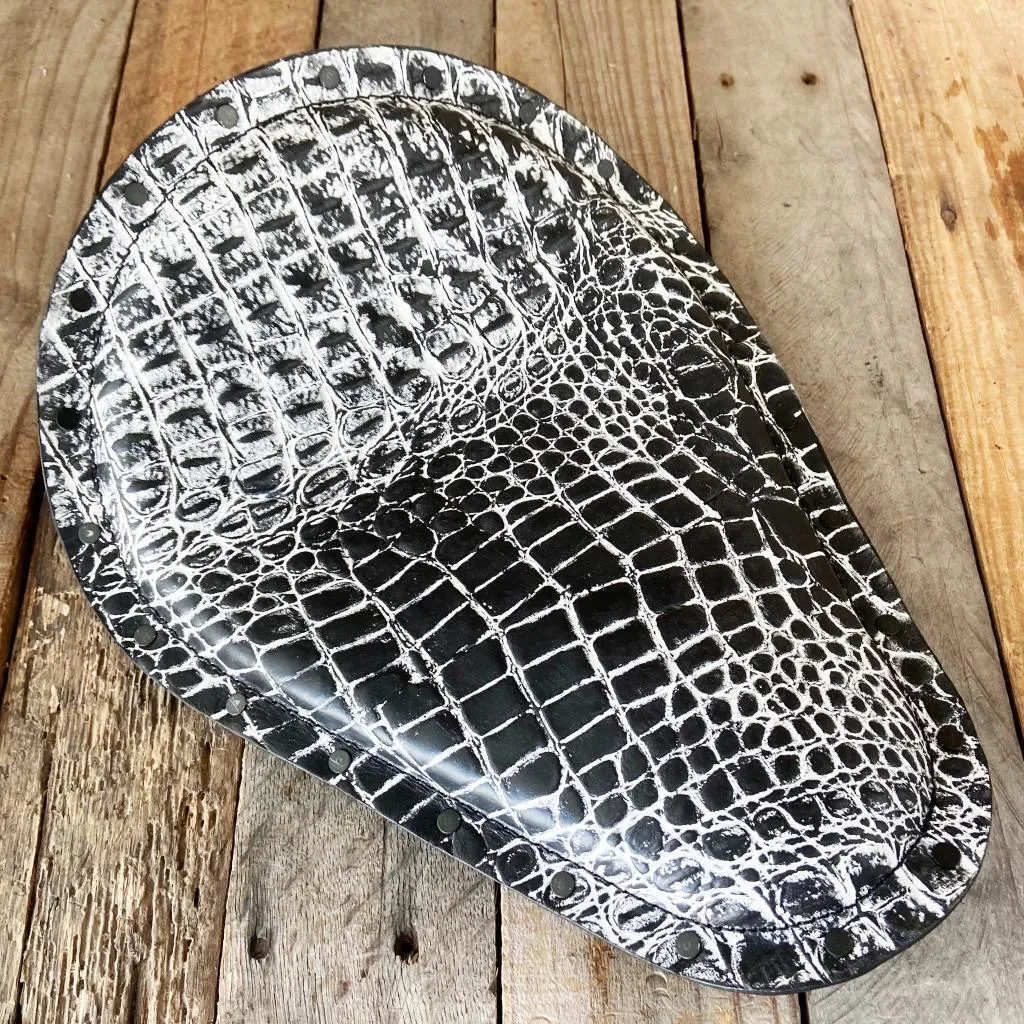 Harley Sportster Spring Seat Chopper Bobber Black White Random Alligator Rivets