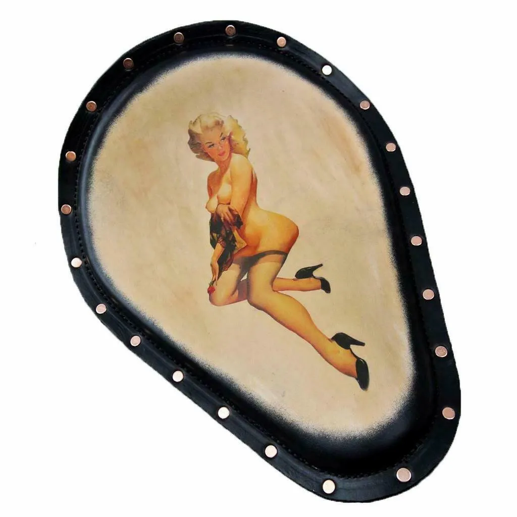 Harley Sportster Spring Seat Chopper Tattoo Topless Copper Rivets Leather MRC