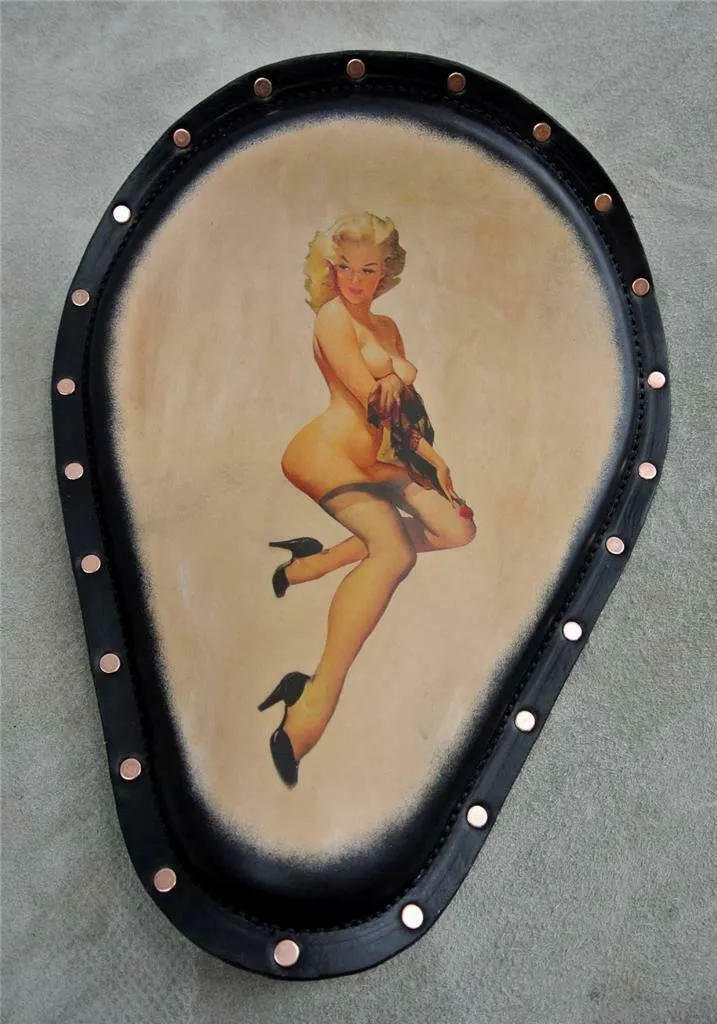 Harley Sportster Spring Seat Chopper Tattoo Topless Copper Rivets Leather MRC