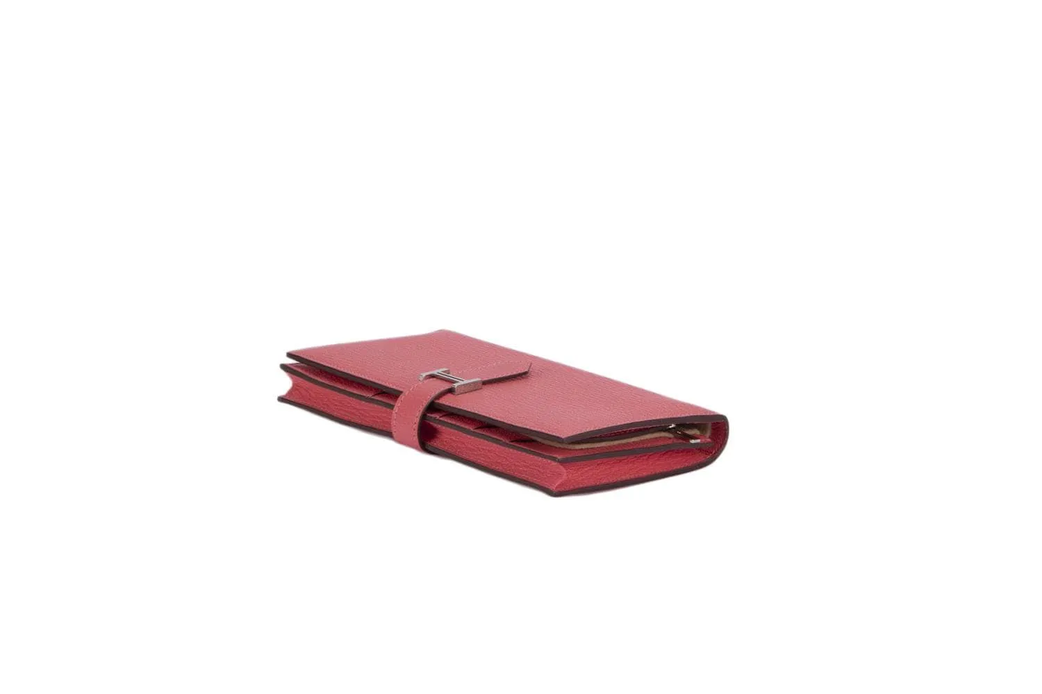 Hermes Bearn Wallet Rouge Piment Color, Stamp X, Chevre Leather, Silver Hardware, no Dust Cover & Box