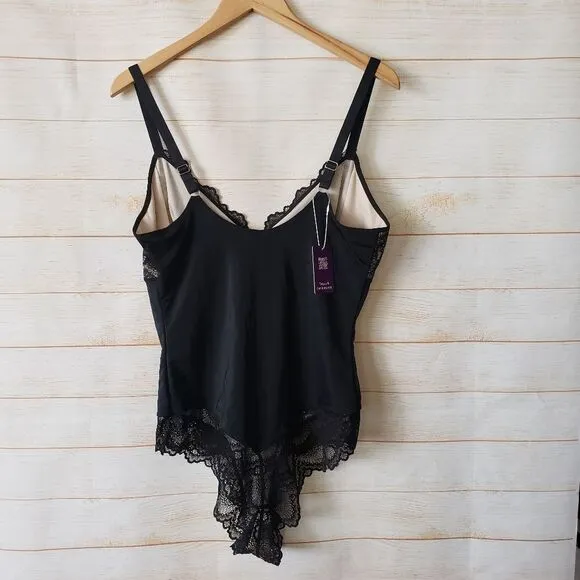 HeyShape Half Laced Thong Stretchy Shapewear Slimming Bodysuit Black Tan 3XL