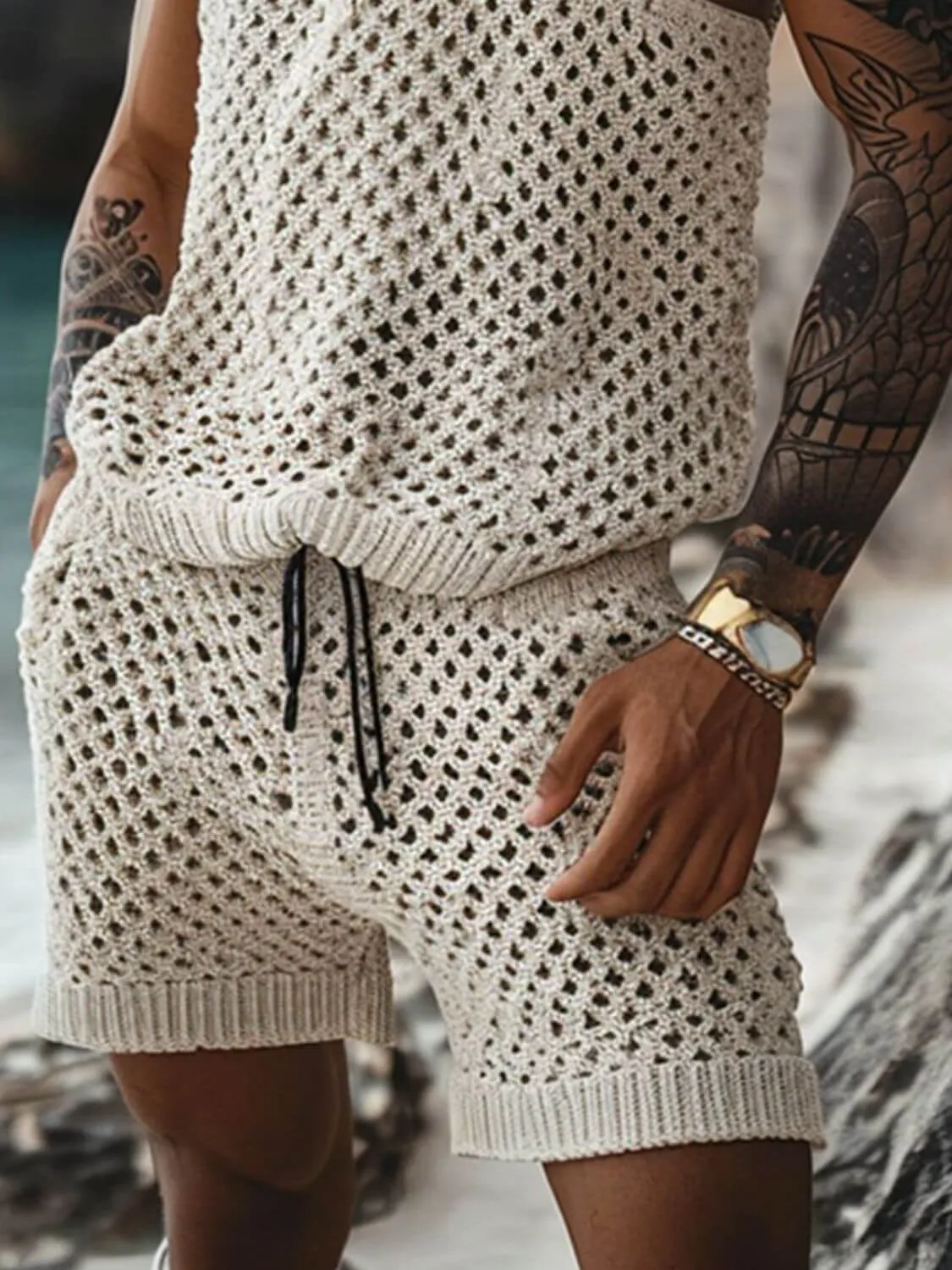 Hollow Out Tank & Shorts Set – Casual & Stylish