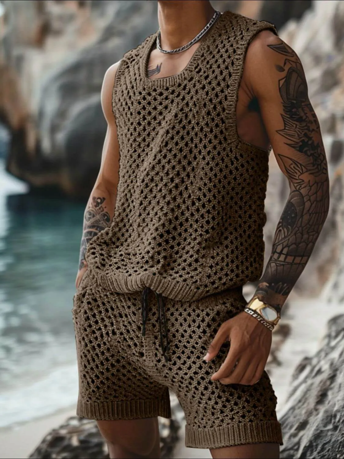 Hollow Out Tank & Shorts Set – Casual & Stylish