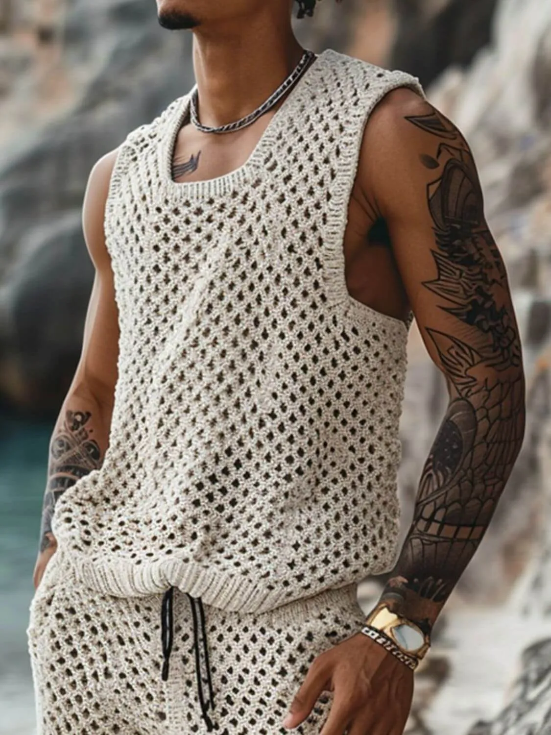 Hollow Out Tank & Shorts Set – Casual & Stylish