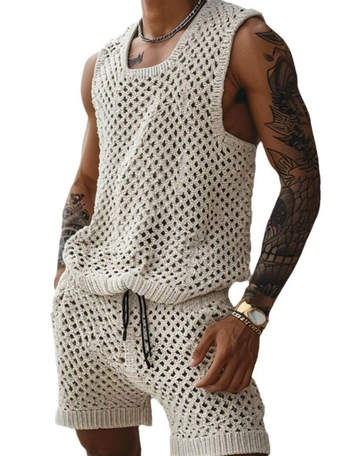 Hollow Out Tank & Shorts Set – Casual & Stylish