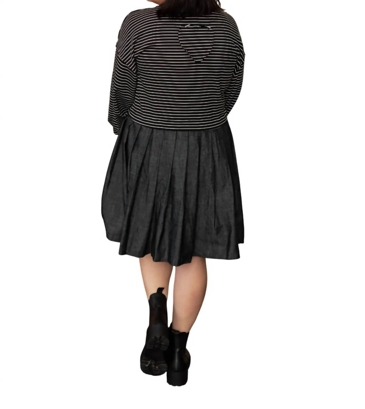 In With Stripes Dress In White/black