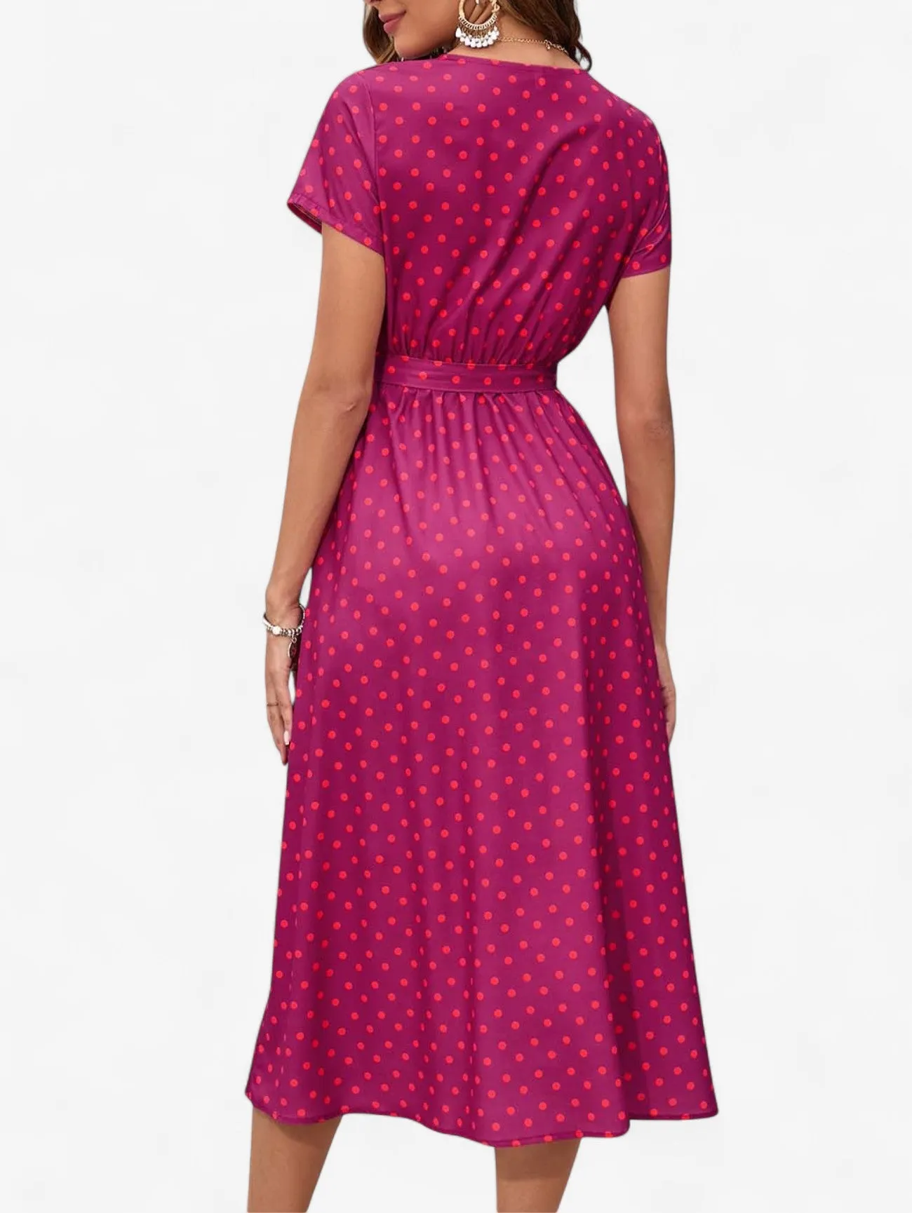 Jada | Women's Boho Wrap V-Neck Midi Dress with Slit