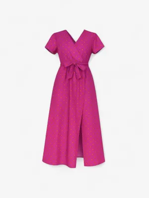 Jada | Women's Boho Wrap V-Neck Midi Dress with Slit