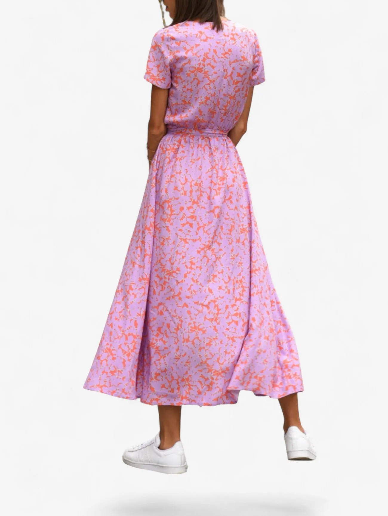 Jada | Women's Boho Wrap V-Neck Midi Dress with Slit