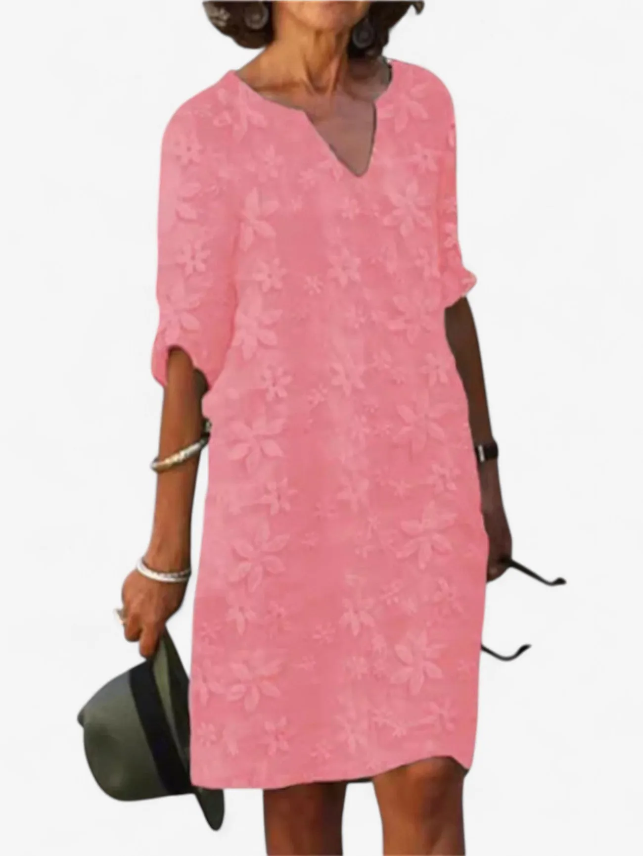 Jada | Women's Floral V Neck Short Sleeve Summer Midi Dress