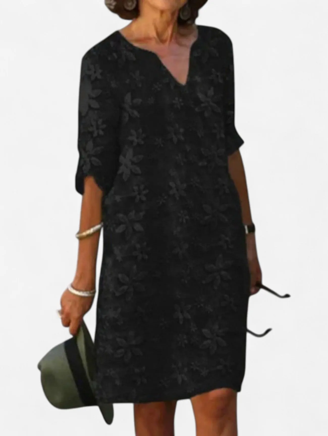 Jada | Women's Floral V Neck Short Sleeve Summer Midi Dress