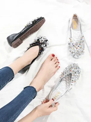 Jeweled Metallic Statement Ballet Flats
