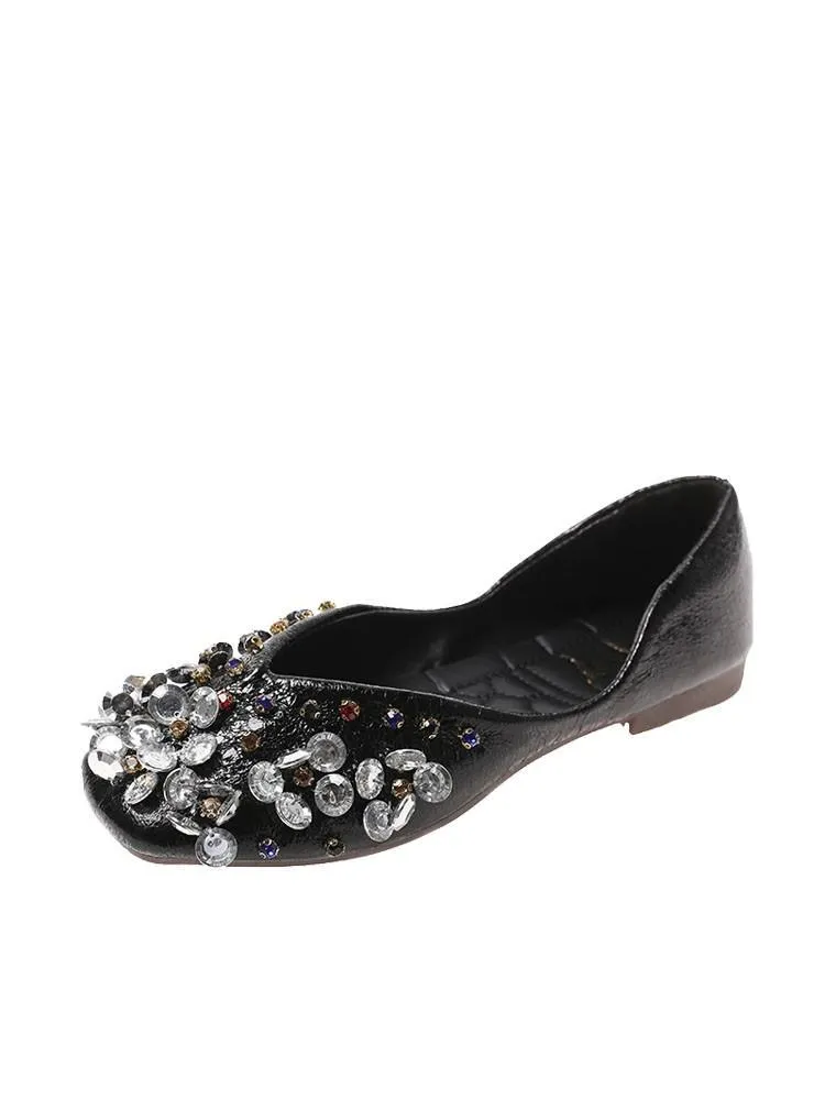Jeweled Metallic Statement Ballet Flats