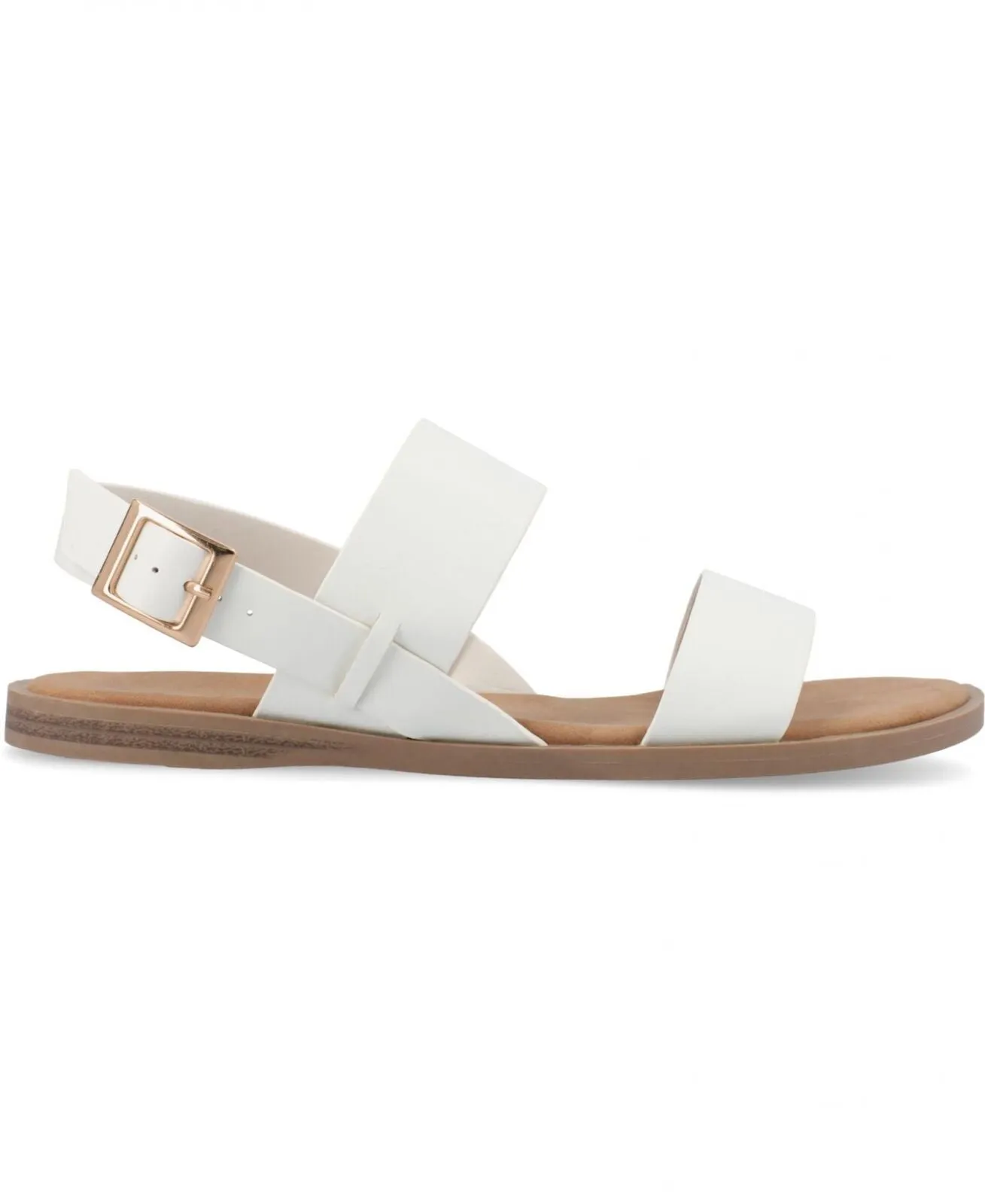 Journee Collection Womens Dual Strap Open-Toe Sandal LAVINE-SANDAL White 6.5M