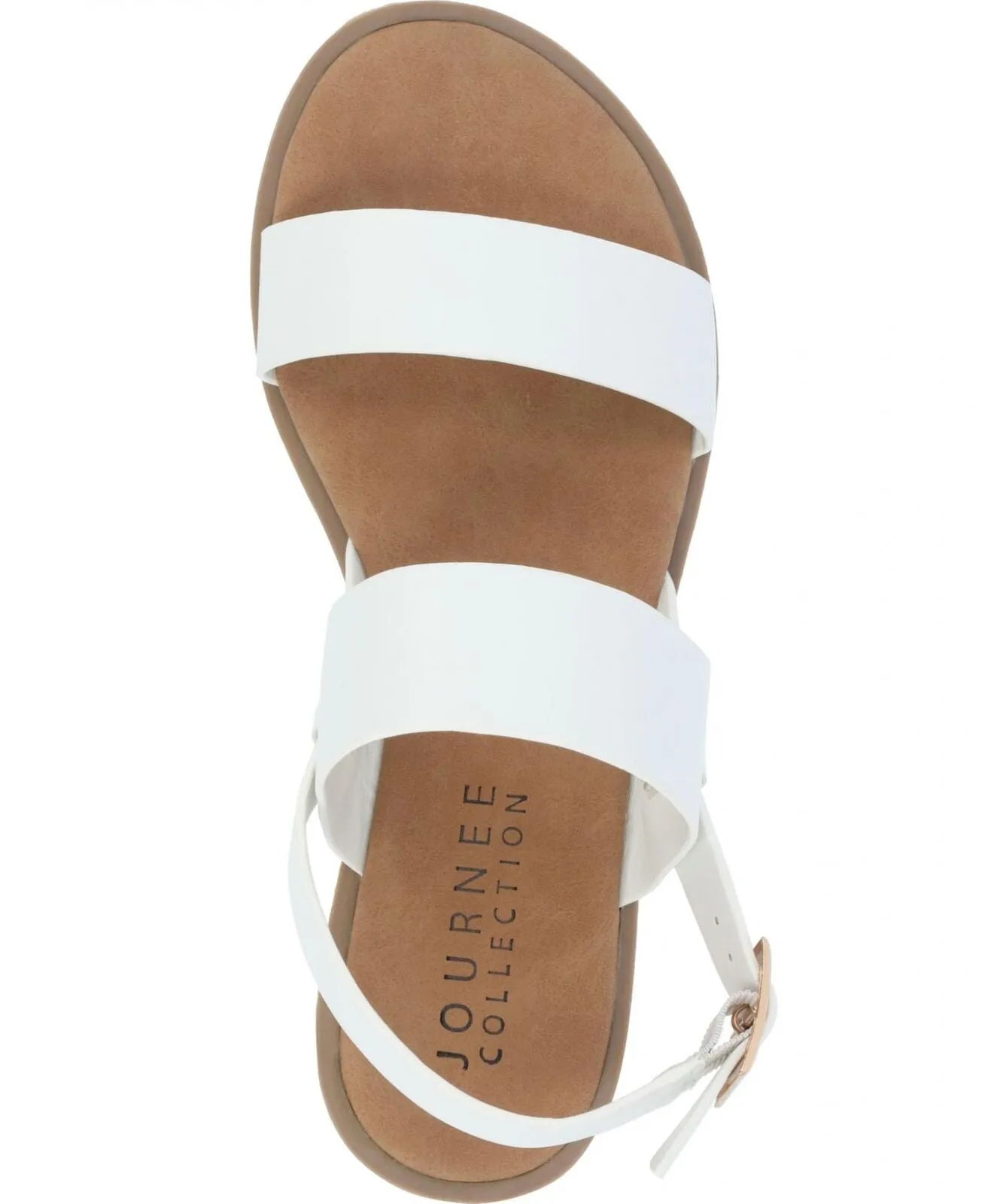 Journee Collection Womens Dual Strap Open-Toe Sandal LAVINE-SANDAL White 6.5M